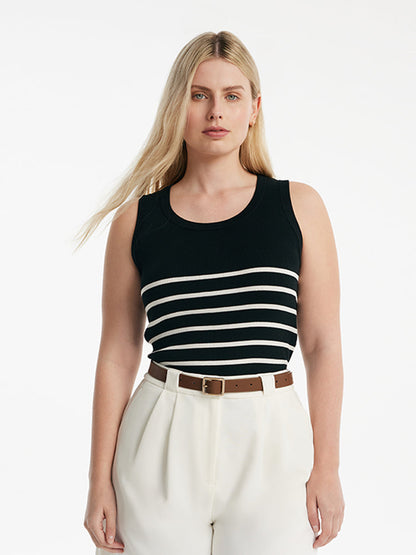 Striped Acetate and Cotton Tank Top