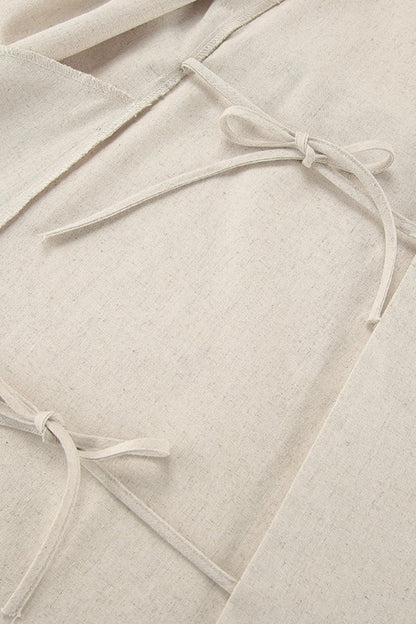 Alouette | Linen cotton dress with high waist and tie