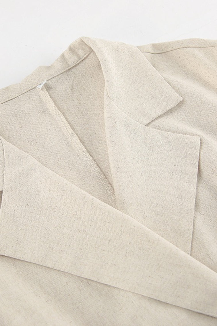Alouette | Linen cotton dress with high waist and tie