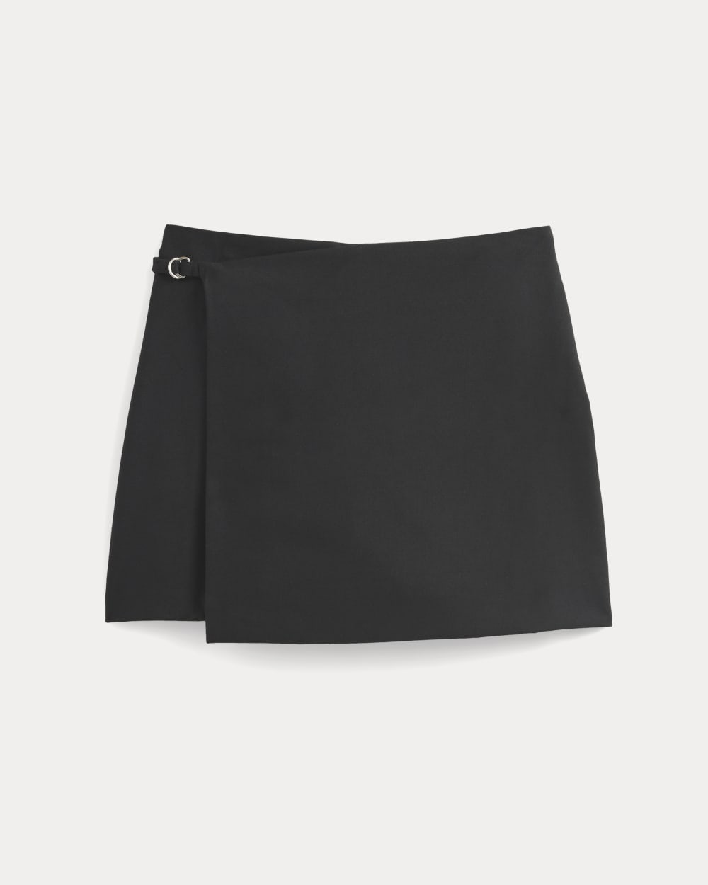 Mini Wrap Skirt in Tailored Twill | Black