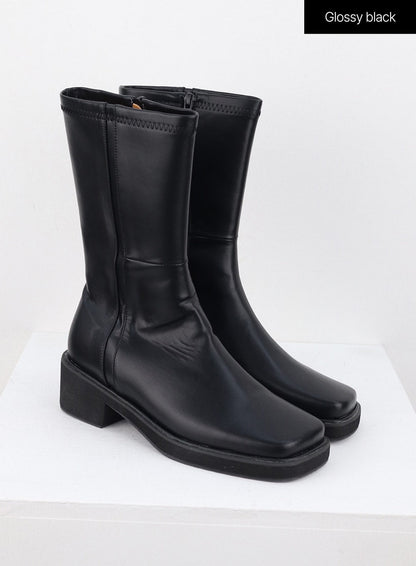 Faux Leather Boots with Side Zip OS302
