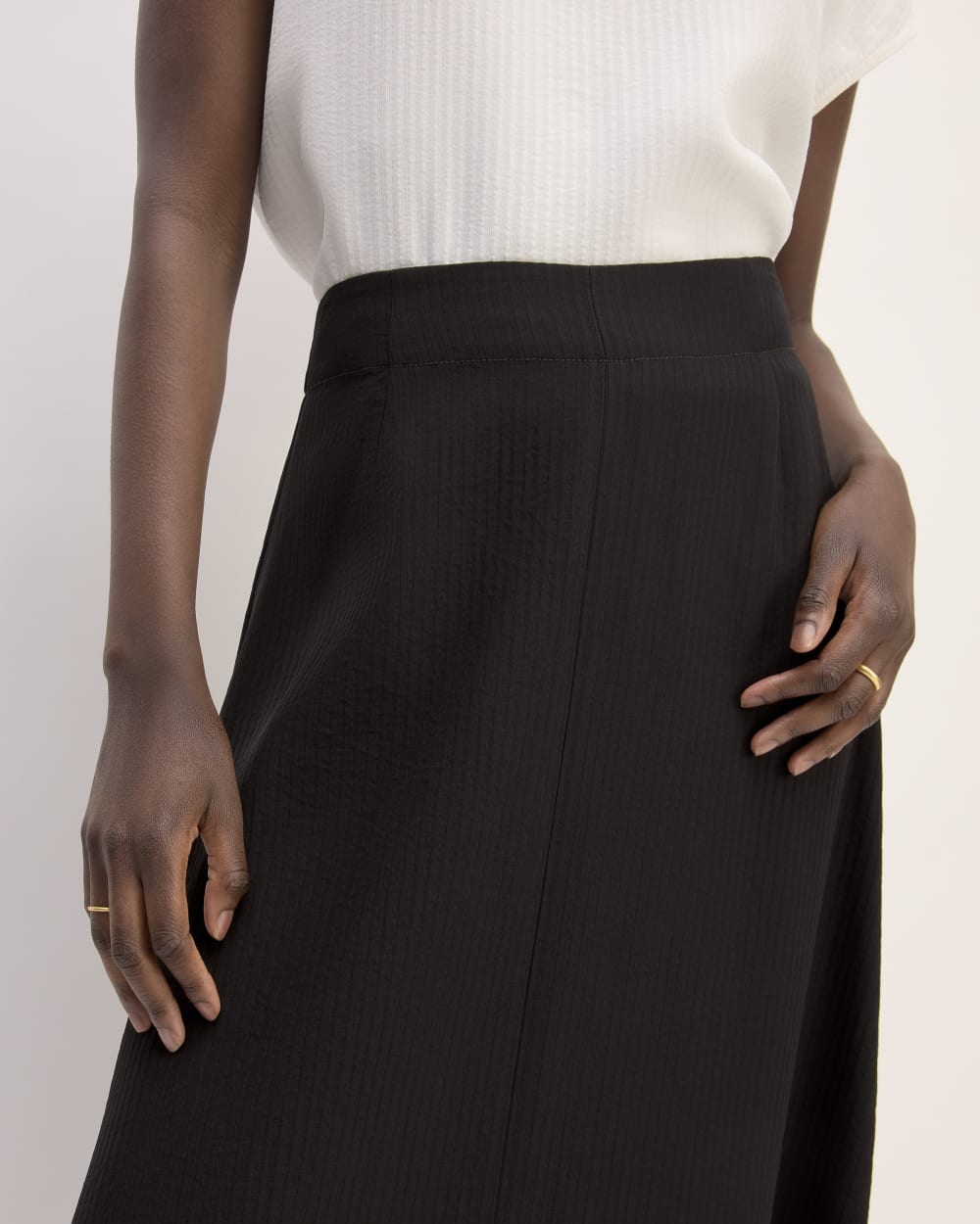 Mini Slip Skirt with Jacquard Belt | Black