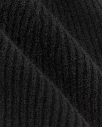Cashmere Beanie with Ribbed Trim | Black