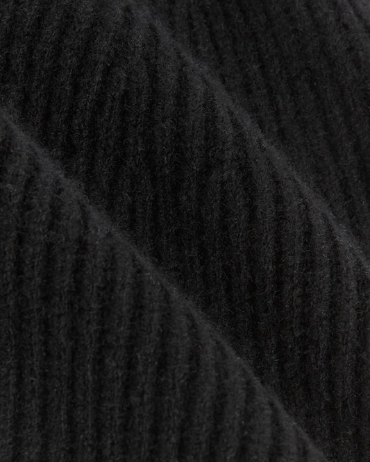 Cashmere Beanie with Ribbed Trim | Black