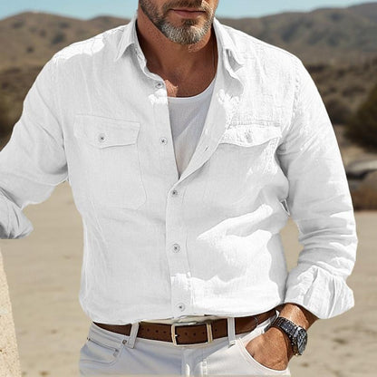 Isak | Cotton linen shirt with classic collar