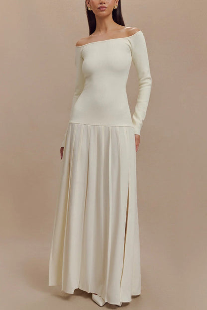 Jasmin Retro Maxi Dress with Bardot Neckline