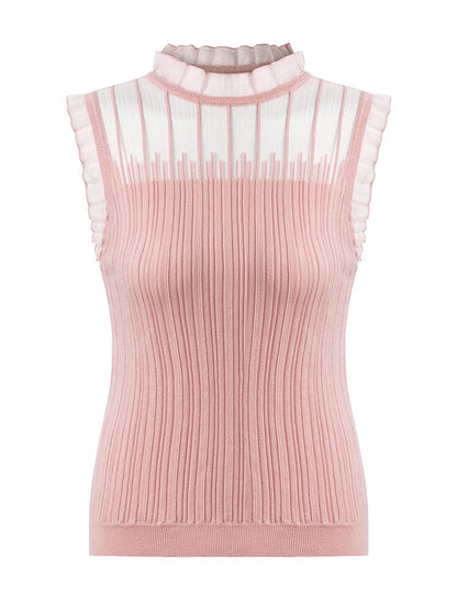 Women's Top with Ruffles Made from Tencel and Wool