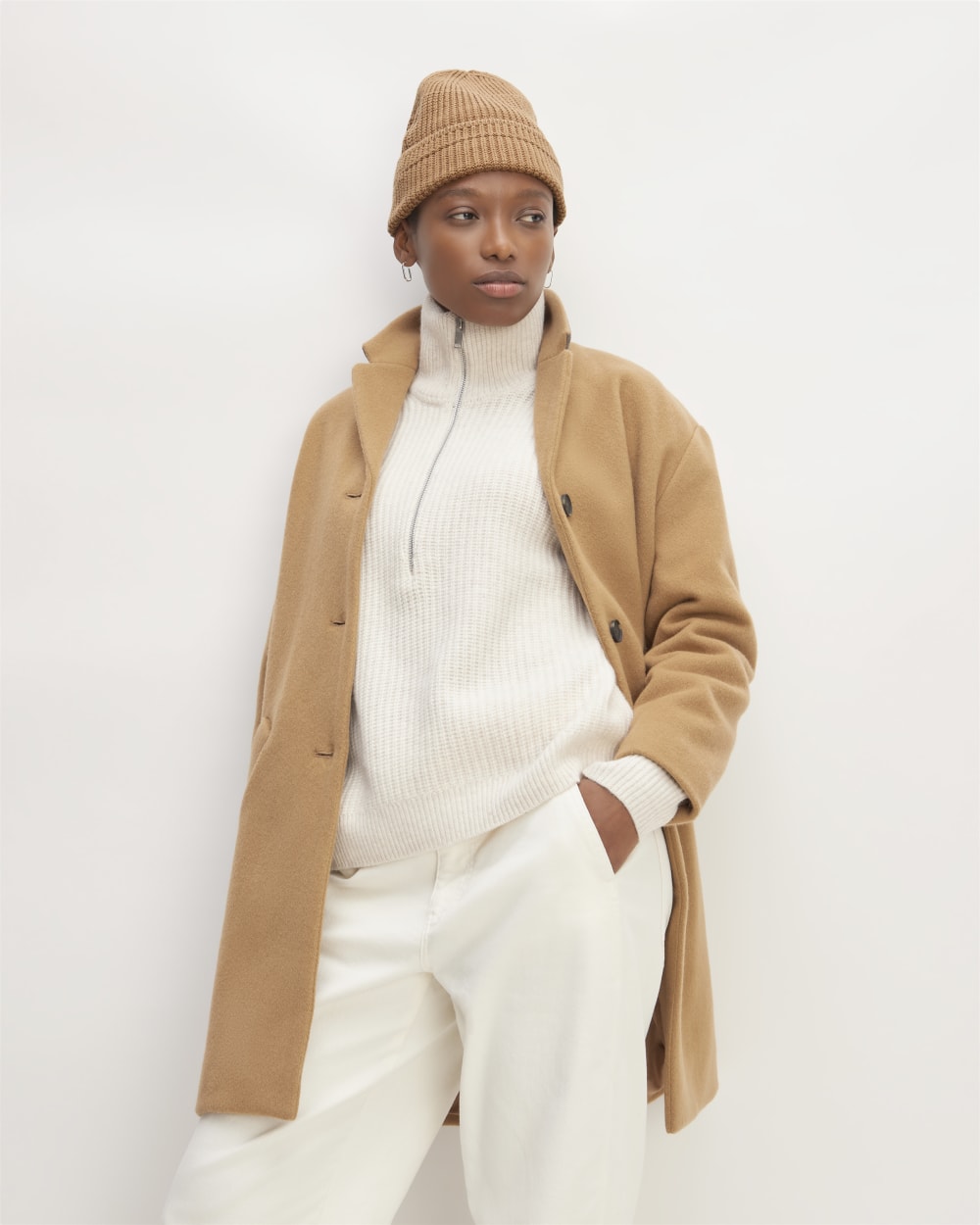 Chunky Beanie made from Organic Cotton | Roasted Coconut