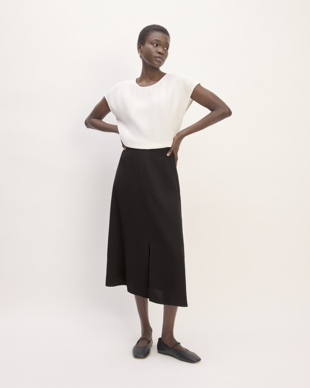 Mini Slip Skirt with Jacquard Belt | Black