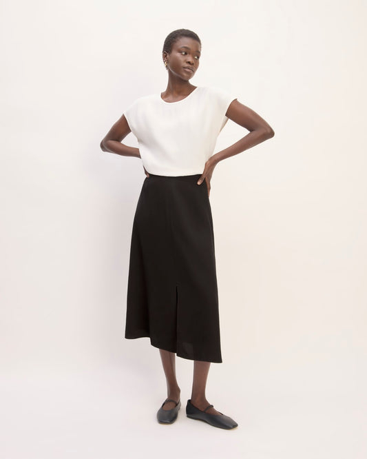 Mini Slip Skirt with Jacquard Belt | Black