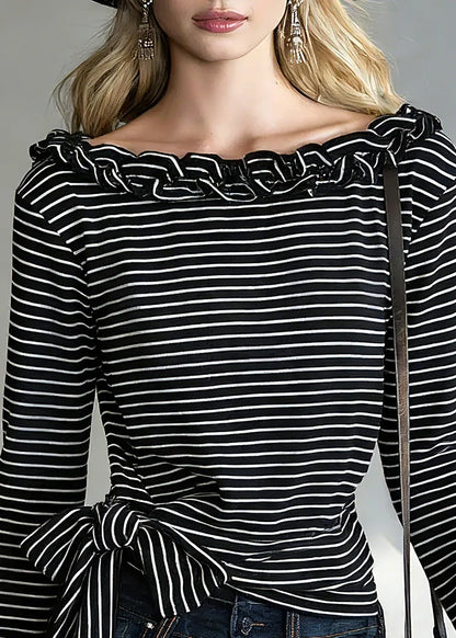 Nerina | T-Shirt with Stripes and Tie Detail