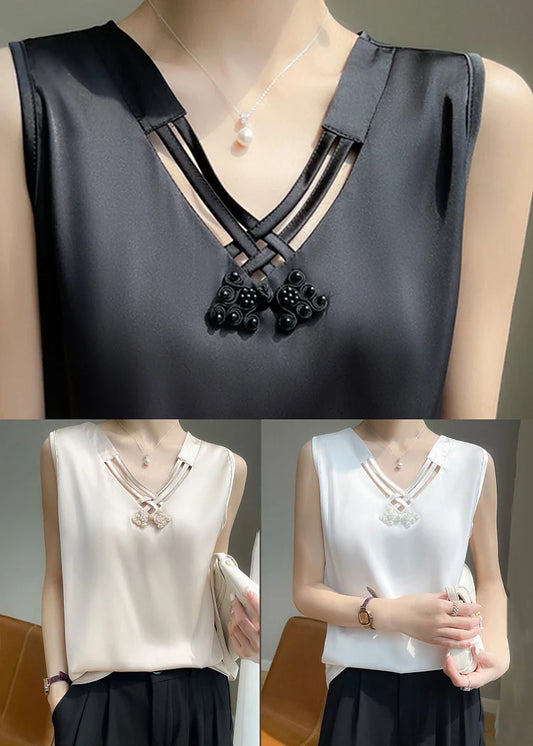 Calista | Silk V-neck sleeveless tank