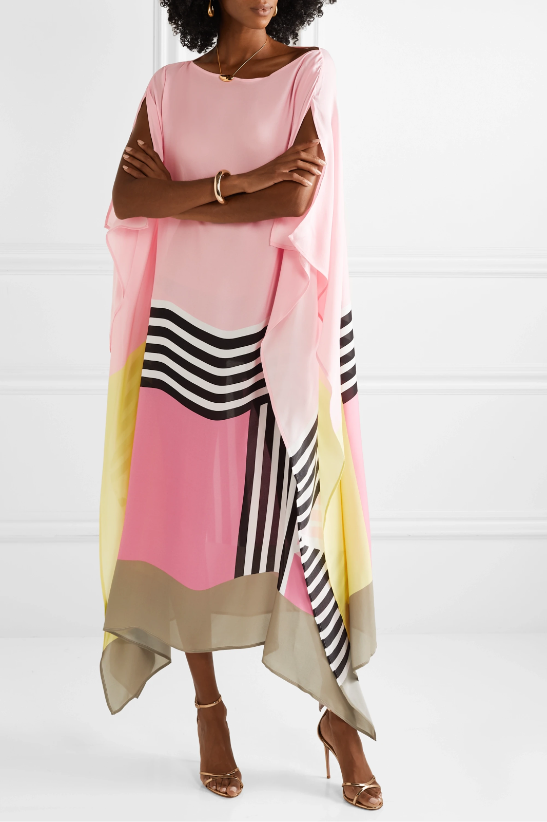 Susan Striped Patchwork Dress with Print