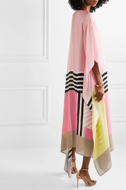 Susan Striped Patchwork Dress with Print