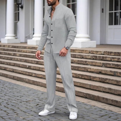 Henry | Casual Waffle Shirt Trousers Set