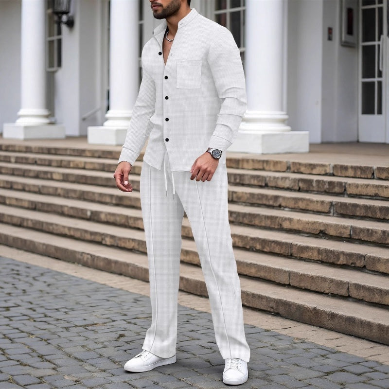 Henry | Casual Waffle Shirt Trousers Set