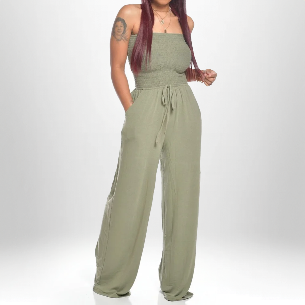 Celia | Summer Strapless Jumpsuit