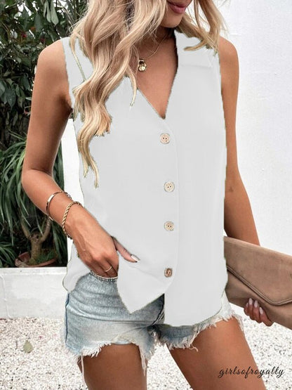 Lucy | Buttoned V-Neck Waistcoat Top