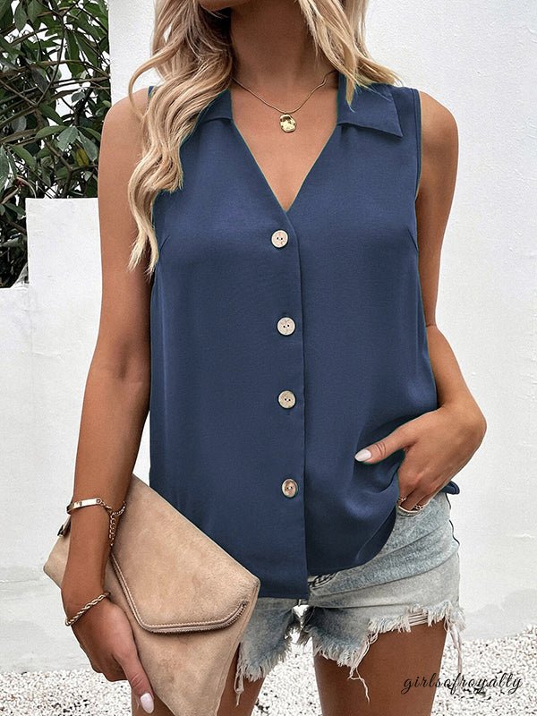Lucy | Buttoned V-Neck Waistcoat Top