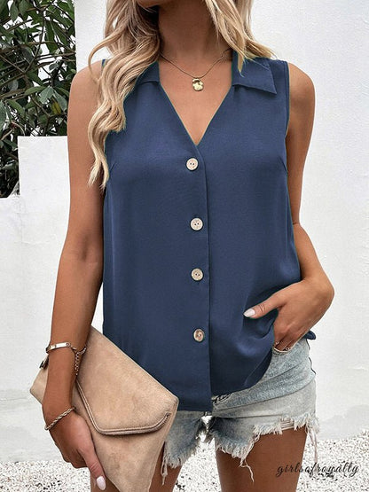 Lucy | Buttoned V-Neck Waistcoat Top