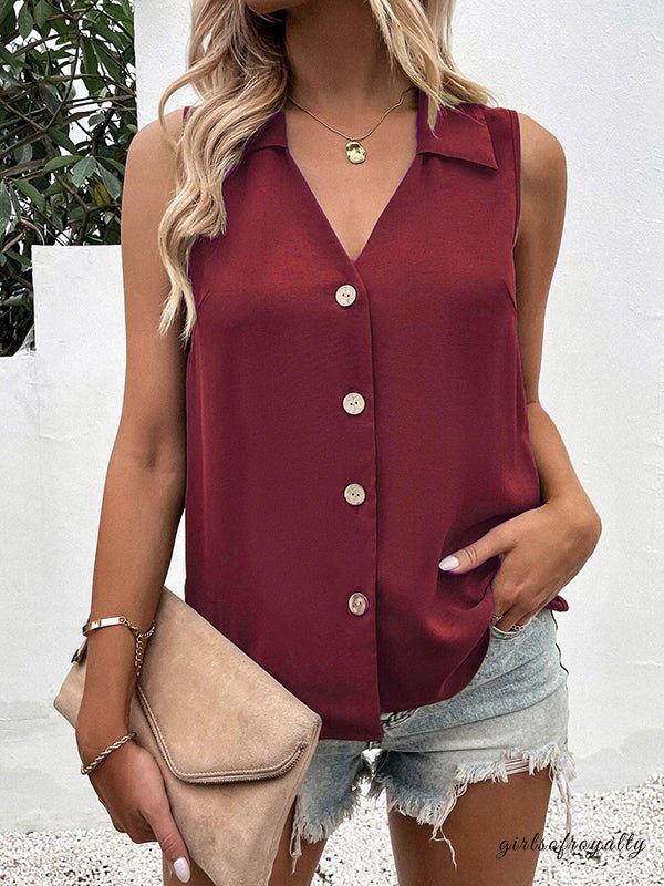 Lucy | Buttoned V-Neck Waistcoat Top