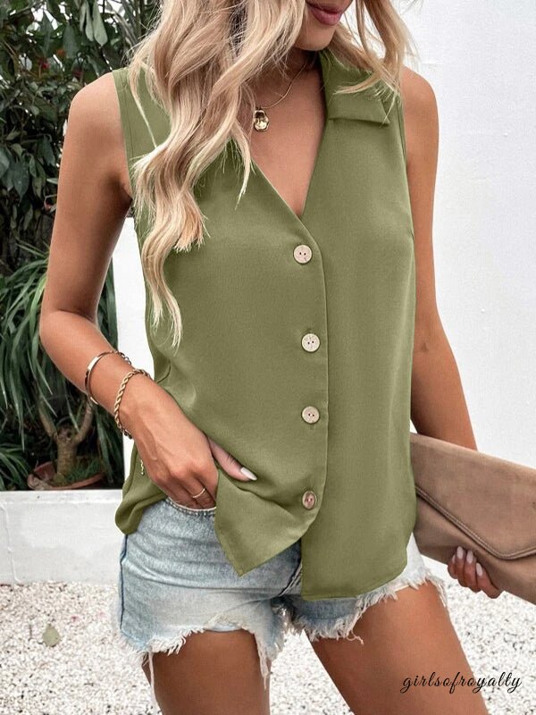 Sabina | Sleeveless V-neck vest with buttons