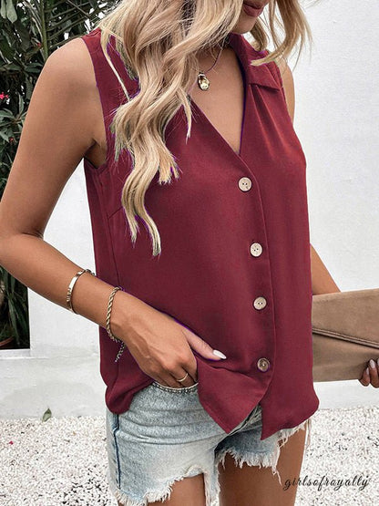 Lucy | Buttoned V-Neck Waistcoat Top